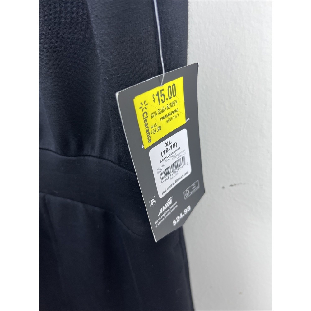 Avia Women's XL Black Soot Scuba Romper Sleeveless Athletic One Piece - Picture 3 of 4